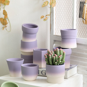 Maceta de cerámica plana de Color degradado, absorbente de agua transpirable, grande, mediano, orquídea, <span class=keywords><strong>plantas</strong></span> verdes <span class=keywords><strong>carnosas</strong></span> - Product Image 3