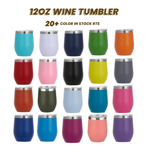 Gobelet isotherme personnalisé avec logo, 12 oz, forme d'œuf, revêtement poudré, gobelet à vin en acier inoxydable isolé sous vide de 12 oz avec couvercle coulissant - Product Image 3