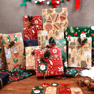 Fábrica al por mayor papel Kraft de Navidad 50*70 cm papel de regalo - Product Image 2