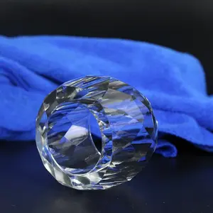 최고 품질 라운드 크리스탈 냅킨 반지 웨딩 장식 투명 유리 냅킨 홀더 테이블 도매