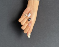 Faux ongles carrés courts à presser, motif chat, étoile, carreaux et fleurs, peints à la main, en gel, faits à la main, réutilisables, ajustement personnalisé, à coller
