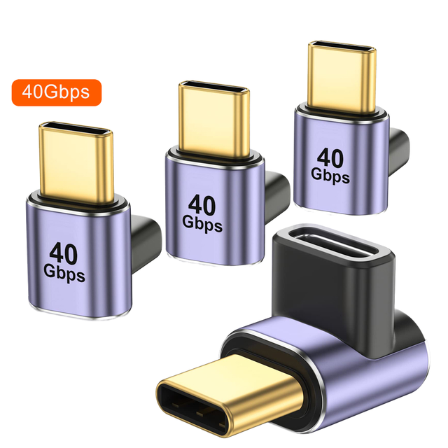 Factory Price Support 40Gbps Data Transmission USB Type C Male Female 90 Degree up Bend Right Angle Adapter Cable for Phone