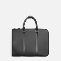 Sac à documents en PU noir fin avec logo personnalisé, sac pour ordinateur portable en simili cuir, sac de rangement portable pour ordinateur portable, grande capacité, classeur de documents de bureau
