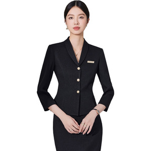 Women's Two Piece Suit Set Tailored Blazer Midi Pencil Skirt Three Quarter Sleeve Office Lady Spring Polyester Worsted - Product Image 5