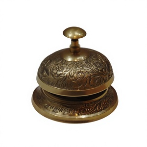 Campana de Escritorio de Latón Hecha a Mano con Grabado, Campana de Mesa de Latón Brillante para Recepción, Tienda, Hotel, Mostrador, Servicio de Llamada - Product Image 1
