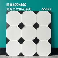 Carrelage de sol en porcelaine carré géométrique nano blanc et noir 600x600mm (24x24 pouces) de Chine, moderne et antidérapant pour l'intérieur des villas