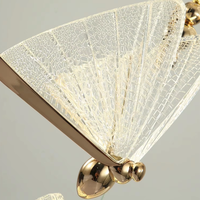 Lustre en acrylique doré à LED, design en éventail, suspension nordique longue en spirale pour escaliers, hôtels, villas