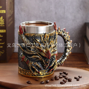 Tasse en résine sculptée en 3D, motif dragon sacré, design créatif et raffiné, pour vin et café - Product Image 3