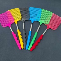 Raquette à mouches télescopique manuelle en plastique robuste avec manche rétractable en acier inoxydable