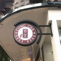 Kexian Enseigne Lumineuse LED Ronde Extérieure Personnalisable Double Face Imprimée pour Publicité Café / Magasin