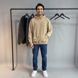 Vente en gros sweat à capuche personnalisé avec impression bouffante brodée pour hommes 420gsm 100% coton lourd oversize vintage en éponge lavée sweats à capuche unisexe - Product Image 1