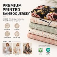 Tissu jersey en bambou et élasthanne durable 200 GSM, tissu tricoté extensible doux et biologique pour vêtements de détente et t-shirts élégants pour femmes
