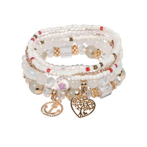 Fashion Jewelry <b>Sets</b> Women's Beaded <b>Bracelets</b> 6Pcs Bohemian Style Heart Charm Crystal Rhinestone Gift <b>Set</b> Made In China - Product Image 5