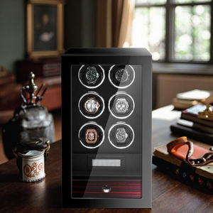 स्वचालित 12-स्लॉट स्पर्श नियंत्रण लकड़ी के घड़ी विंदर बॉक्स सुरक्षात्मक डिजाइन माइक्रोफाइबर अलाइनिंग - Product Image 4