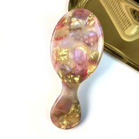 Mini brosse à cheveux en écaille de tortue haut de gamme personnalisée nouveau voyage petite brosse à cheveux démêlante en acétate de cellulose de Quartz en marbre rose