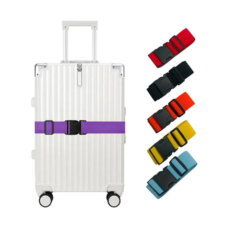 Custom Sublimated Print Logo Suitcase Strap With Tsa Lock Buckle Woven Nylon Pp Polyester Travel Luggage Belt Strap