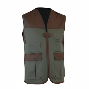 Gilet de chasse en polyester et coton renforcé aux épaules, couleur kaki, pour la chasse, le tir, la formation, le chasseur, durable - Product Image 1