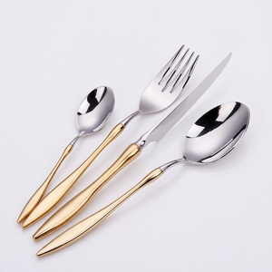 Fabricant vente en gros de couverts en acier inoxydable poignée design dorée ensemble de couverts élégants pour dessert italien de Guangzhou - Product Image 1