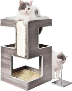 Tháp Mèo bằng gỗ sang trọng: NƠI ẨN Dật trong nhà cuối cùng cho mèo lớn, hoàn chỉnh với giường đệm mềm và đệm trầy xước - Product Image 1