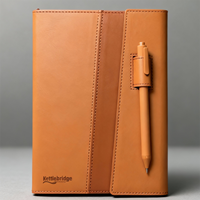 Libreta Premium de Cuero Sintético de Dos Tonos con Portaplumas y Doble Costura para Profesionales de Negocios