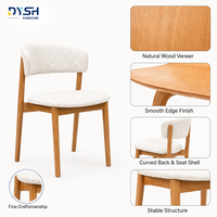 Chaise de salle à manger rembourrée avec dossier incurvé, assise en tissu bouclé, structure en chêne blanc, pieds coniques pour la maison, le restaurant, le café