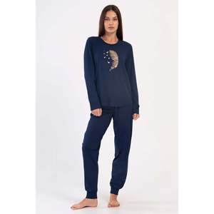 KADIN P.SUPREM XXL O YAKA UZUN KOL ETEGI OVAL MANSETLI PIJAMA TAKIM - สีกรมท่า - สีกรมท่า - Product Image 2