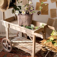 Chariot à fleurs en bois antique étagère à fleurs étagère fleuriste présentoir décoratif cour chariot décoratif vintage