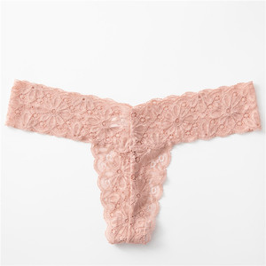 Culotte string femme en dentelle de coton couleur unie taille basse sexy sans couture - Product Image 3