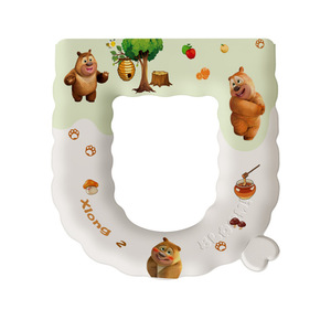 Cartoon Print Toilet Seat Cover EVA Thickened <b>Waterproof</b> <b>Adhesive</b> Type All Seasons Use - Product Image 3