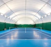 Ensemble complet de terrain de tennis/pickleball/volleyball avec revêtement de sol en PVC imperméable de 4,5 mm, poteau de filet en ABS, durée de vie supérieure à 5 ans