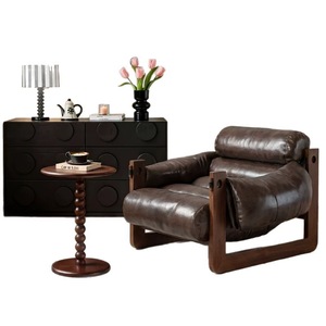 Fauteuil individuel style mi-siècle pour salon, balcon, chaise longue inclinable, rustique, en bois massif, style médiéval, décontracté - Product Image 5
