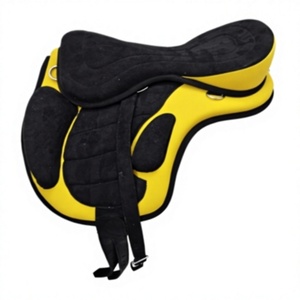 Ridex Yellow Freemax Style Lightweight Durable English Dressage Treeless Leather Horse Saddle Soft <b>Padded</b> <b>Seat</b> Comfortable - Product Image 4
