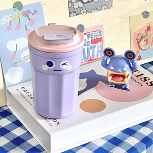 Stainless Steel Tumbler 304 Octagonal Vacuum Insulated Coffee Cup With Cartoon Design For Travel Outdoor Use - Product Image 2