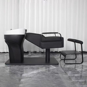 Sillón de Peluquería con Lavabo de Cerámica, Diseño Moderno en Cuero PU, Estructura de Acero Inoxidable, Muebles Comerciales para Salón de Belleza - Product Image 4