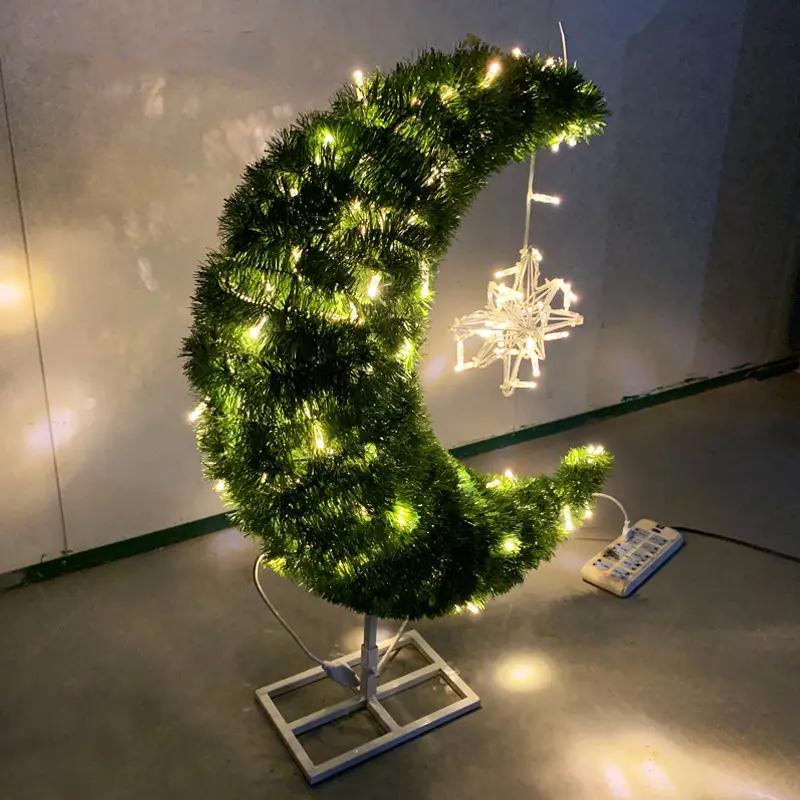 Ramadan Decorations Artificial Moon Shape Tree with Lights