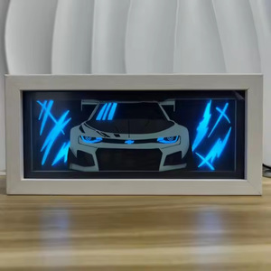 Lampe <span class=keywords><strong>de</strong></span> chevet LED rectangulaire moderne <span class=keywords><strong>de</strong></span> taille moyenne avec impression laser 3D en forme <span class=keywords><strong>de</strong></span> voiture, cadre en bois, colorée, alimentée par USB, pour la décoration <span class=keywords><strong>de</strong></span> la maison et <span class=keywords><strong>de</strong></span> la chambre - Product Image 3
