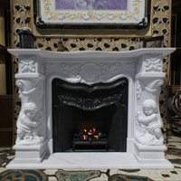 Cheminée en marbre blanc de style européen au design moderne, ornement de cheminée en pierre autoportant pour la décoration du salon de la villa