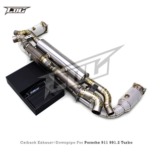 Système d'échappement sport OEM en titane avec soupapes pour 991/991.2 2017-2019, avec downpipes à flux libre et collecteur d'échappement - Product Image 3