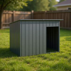 Nichoir pour chien en acier galvanisé anthracite 60,2 x 35,8 x 43,3 pouces, cage extérieure pour animaux de compagnie, design moderne et durable - Product Image 2