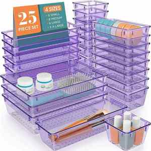 WL Brand Sports <b>Basket</b> 25 PCS Black Acrylic Drawer Organizers 4-Size Portable 5-10kg Capacity Bathroom Vanity Trays - Product Image 4