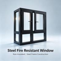 Fenêtre fixe en acier moderne non isolée, résistante au feu, certifiée FW60 BS476, verre ignifuge, apprêté, solution complète
