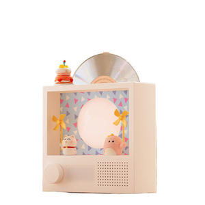 Redwingy Y08 mignon <span class=keywords><strong>lecteur</strong></span> de vinyle BT haut-parleur rétro platine <span class=keywords><strong>lecteur</strong></span> <span class=keywords><strong>CD</strong></span> haut-parleur avec atmosphère rvb veilleuse lampe horloge - Product Image 1