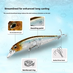 Sensoar Sparrow Far Floating <span class=keywords><strong>Mino</strong></span> 100mm 15g Esca Artificiale Rigida Luya con Amo in Acciaio Inossidabile, Esca da Pesca Tipo Minnow - Product Image 3