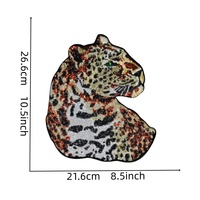 Badge brodé tête d'animal léopard de luxe avec sequins, applique guépard scintillante thermocollante pour veste en jean, sweat à capuche, décoration dorsale