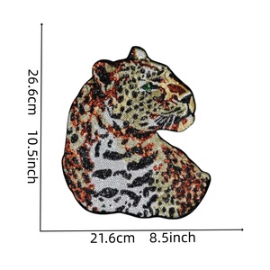 Badge brodé tête d'animal <span class=keywords><strong>l</strong></span>éopard <span class=keywords><strong>de</strong></span> luxe avec sequins, applique guépard scintillante thermocollante pour veste en jean, sweat à capuche, décoration dorsale - Product Image 6