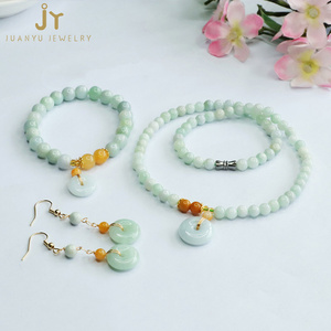 <span class=keywords><strong>Orecchini</strong></span> in Pietra Naturale Juanyu, <span class=keywords><strong>Collana</strong></span> con Perle di Giada del Myanmar Intagliate a Mano, <span class=keywords><strong>Set</strong></span> di Bracciali <span class=keywords><strong>e</strong></span> <span class=keywords><strong>Orecchini</strong></span> in Giada Verde della Birmania - Product Image 3