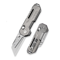 Couteau pliant utilitaire en titane TGZUO, outil de survie pour la randonnée en plein air, couteau de poche EDC