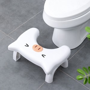 Toilet Footrest <b>Plastic</b> Non Slip Squat <b>Stool</b> For Adults And Kids White With Pig Face Design - Product Image 1