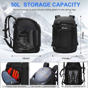 Échantillon gratuit : Sac à dos personnalisé imperméable pour équipement de ski d'extérieur, sac à chaussures pour bottes de sport d'hiver, sac à bottes pour le ski sur neige - Product Image 4
