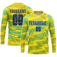Maillot de football personnalisé pour adultes jaune et bleu, coupe ajustée, pour équipes – Brésil, Corée, Italie, Algérie, Maroc, Brésil